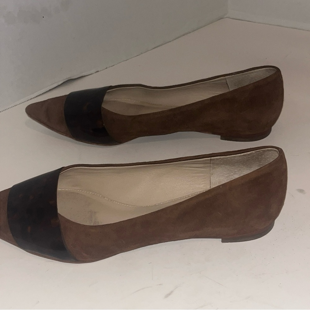 J McLaughlin Mallory brown Tortoise Suede Pointed Toe Flats Size 8.5 - Picture 7 of 11